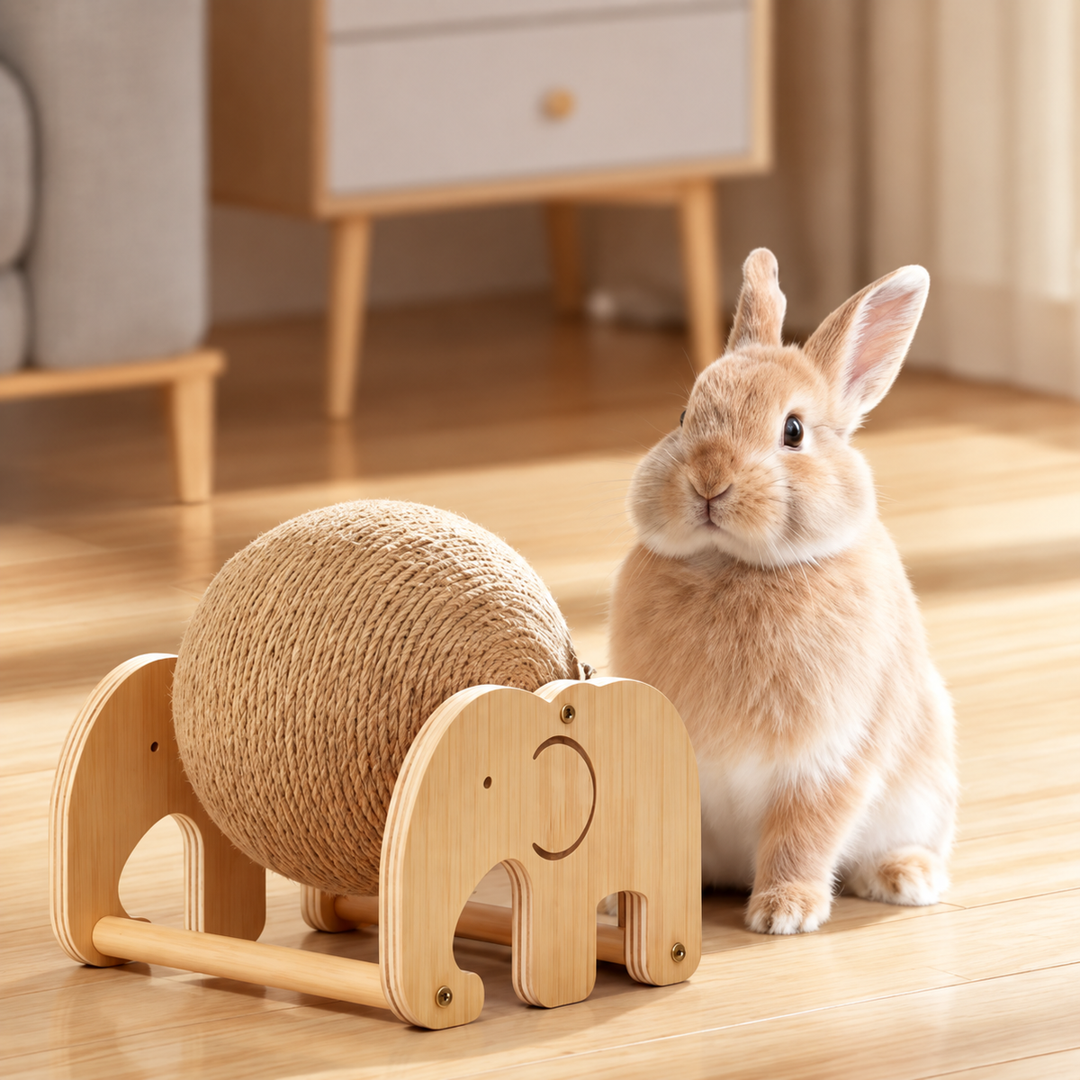 Petcendra Natural Wood & Sisal Interactive Scratcher