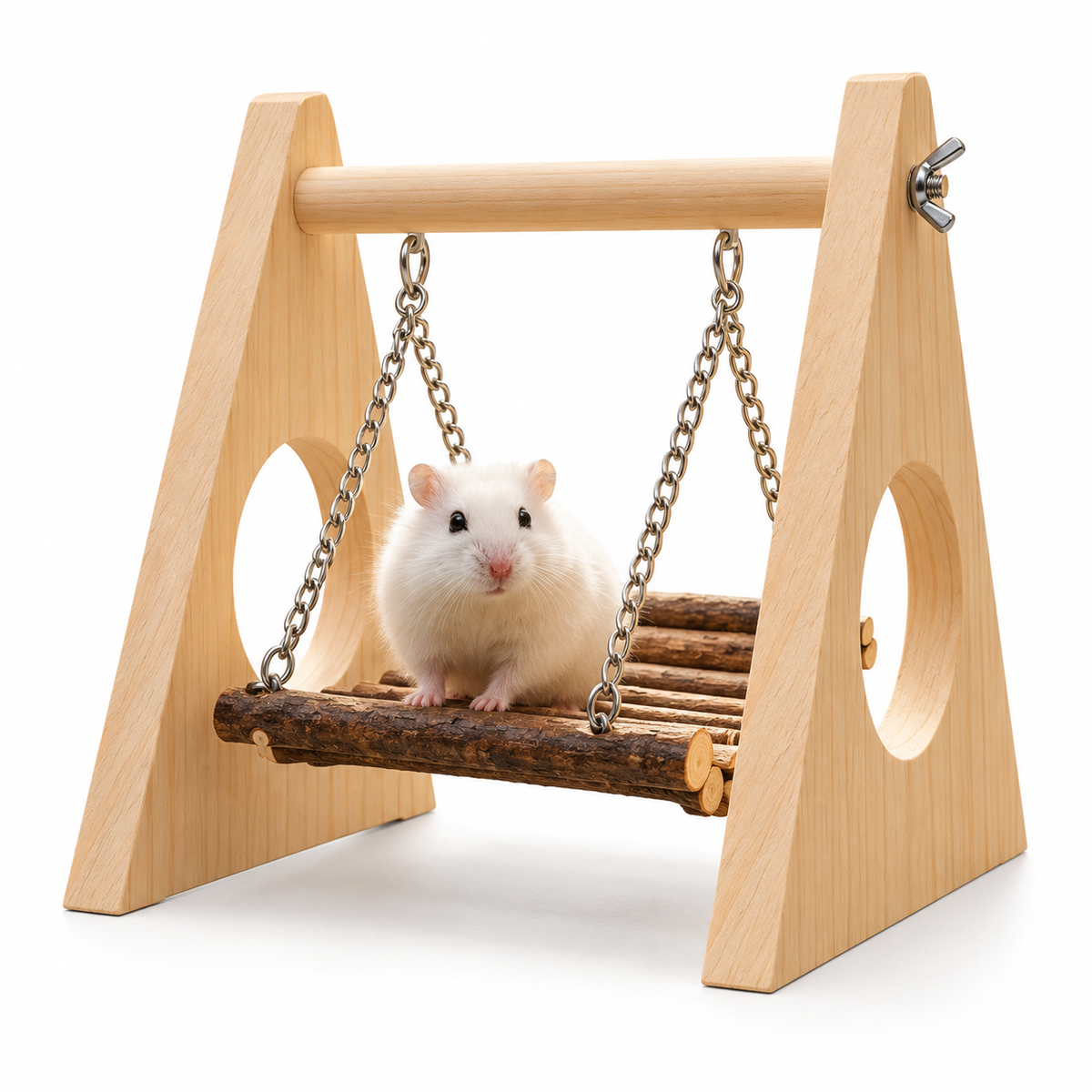 Petcendra Woodland Swing — Natural Wooden Swing & Perch