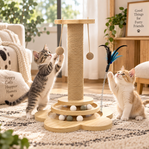 Petcendra WhiskerBloom Interactive Cat Scratching & Play Tower