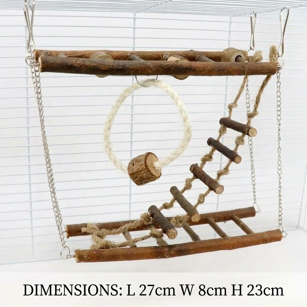Petcendra The ArborHaven Suspended Natural Wood Pet Playground