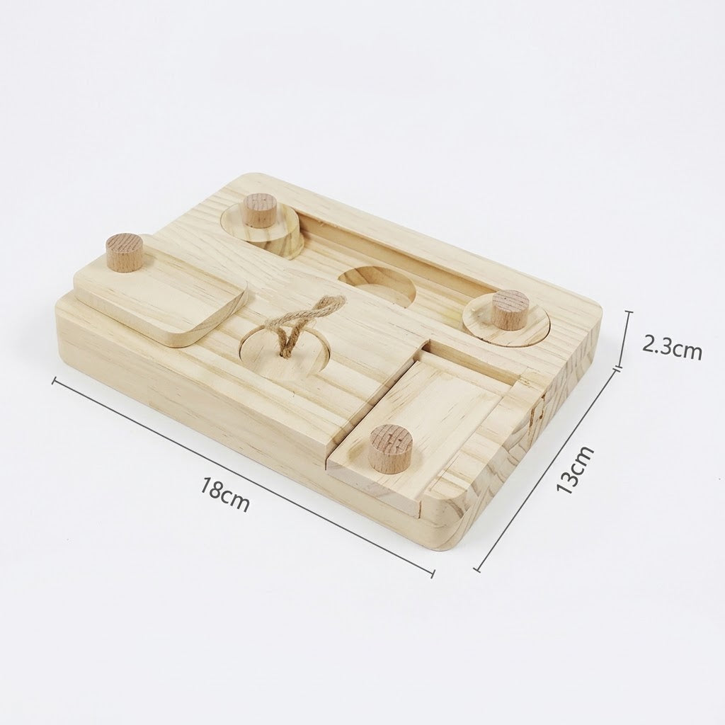 Petcendra Premium Natural Wood Small Pet Foraging Puzzle