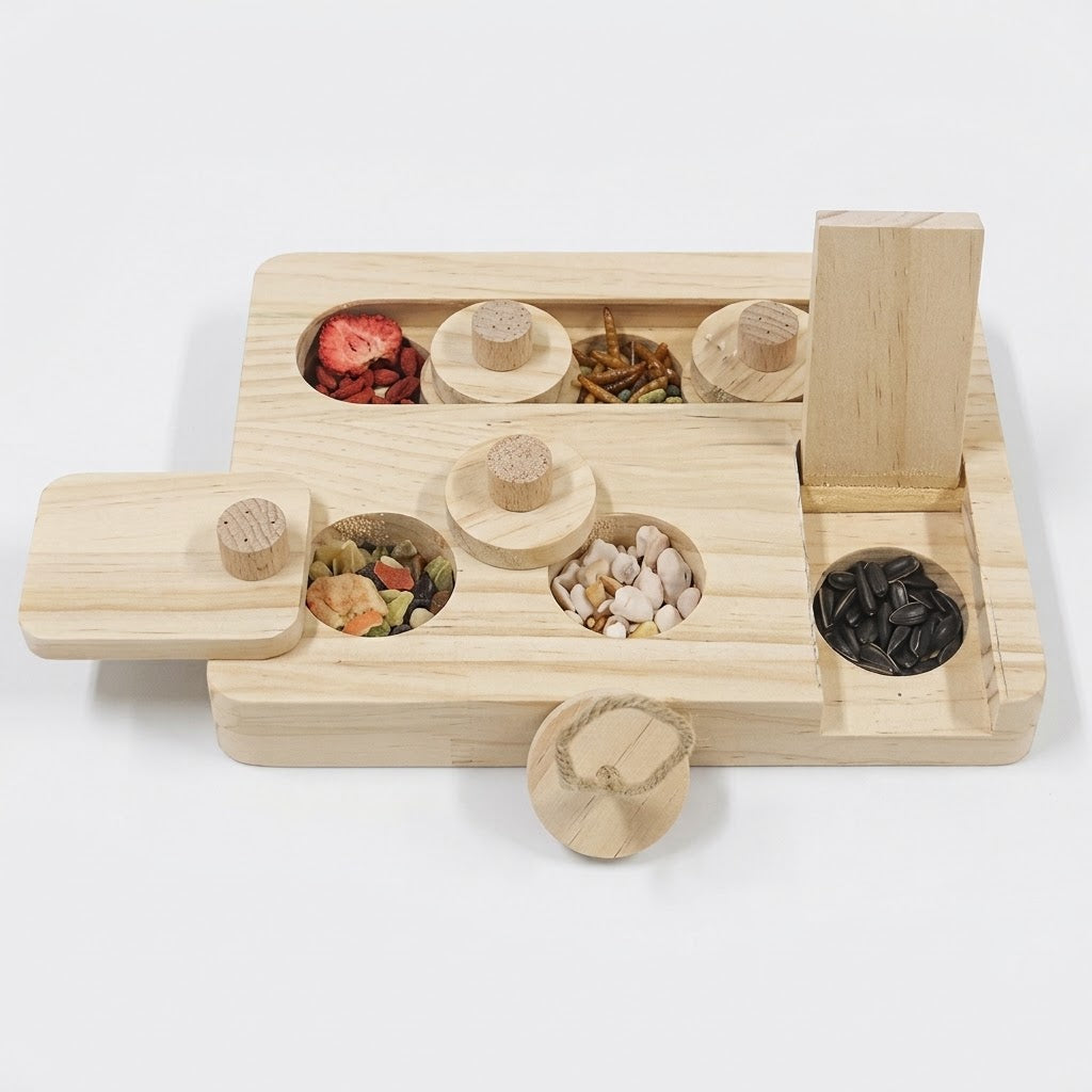 Petcendra Premium Natural Wood Small Pet Foraging Puzzle