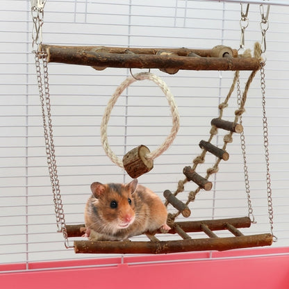 Petcendra The ArborHaven Suspended Natural Wood Pet Playground