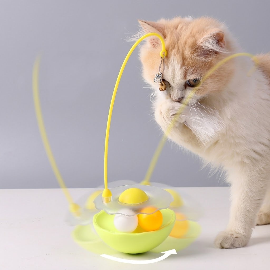 Petcendra 360° Interactive Catnip Toy with Feather & Bell