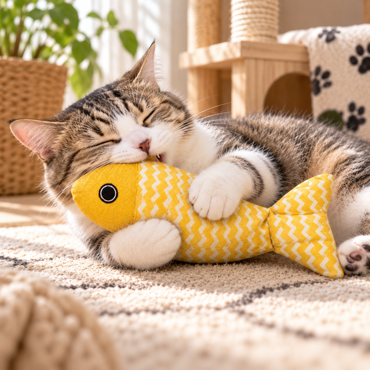 Petcendra Golden Catch Catnip Fish Toy