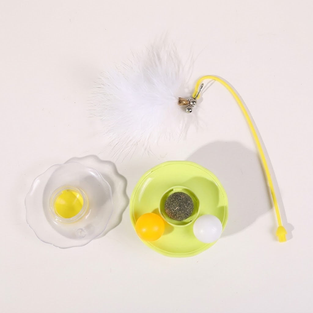 Petcendra 360° Interactive Catnip Toy with Feather & Bell