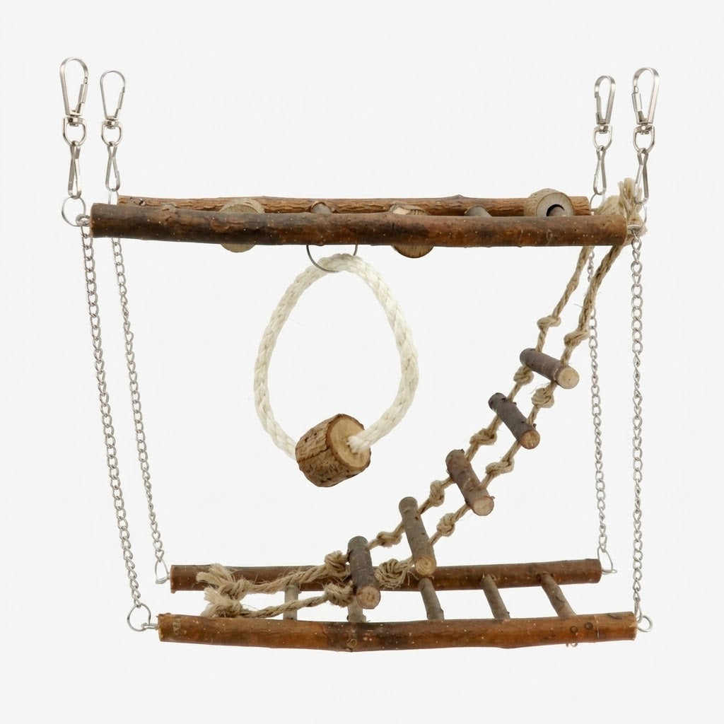 Petcendra The ArborHaven Suspended Natural Wood Pet Playground