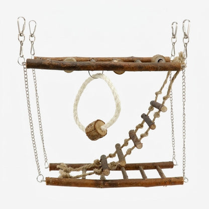 Petcendra The ArborHaven Suspended Natural Wood Pet Playground