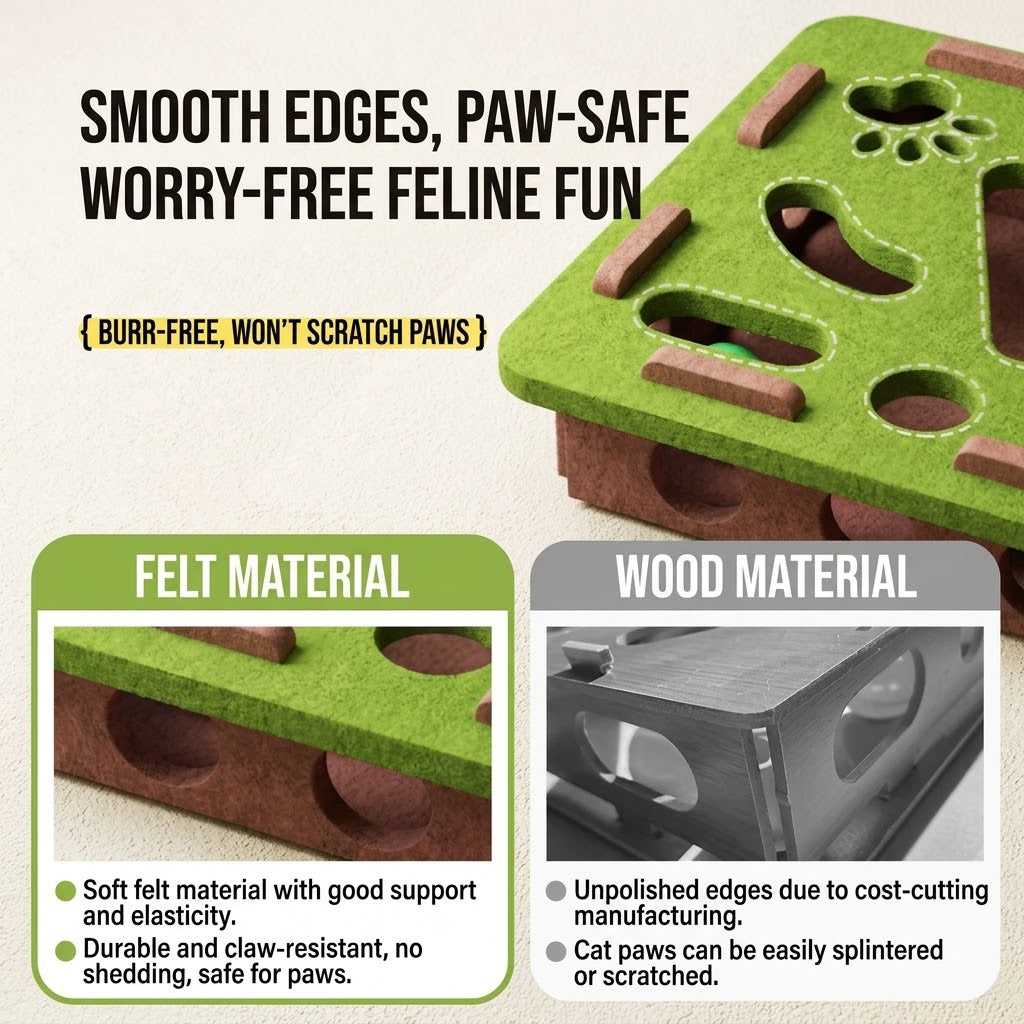 Petcendra The FelineHunt Premium Felt Interactive Puzzle Box