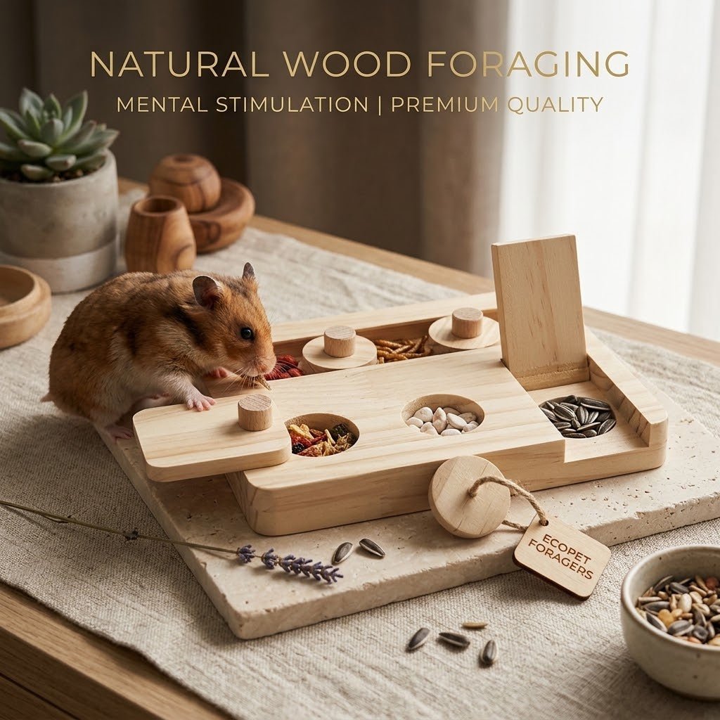 Petcendra Premium Natural Wood Small Pet Foraging Puzzle