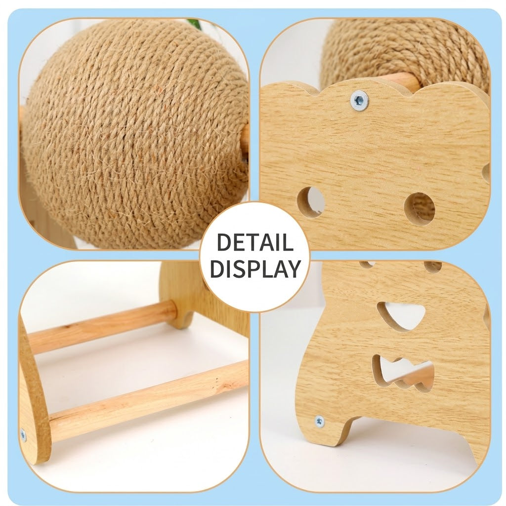 Petcendra Natural Wood & Sisal Interactive Scratcher