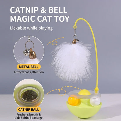 Petcendra 360° Interactive Catnip Toy with Feather & Bell