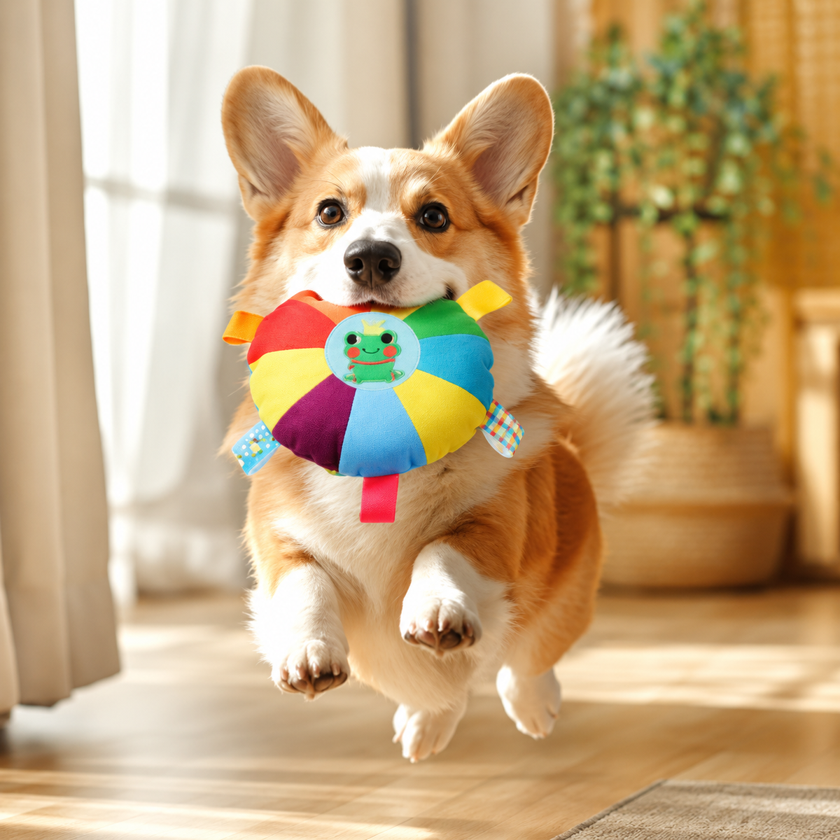 Petcendra PawJoy Rainbow Tug & Toss Dog Disc