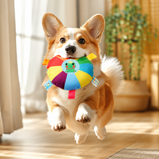 Petcendra PawJoy Rainbow Tug & Toss Dog Disc