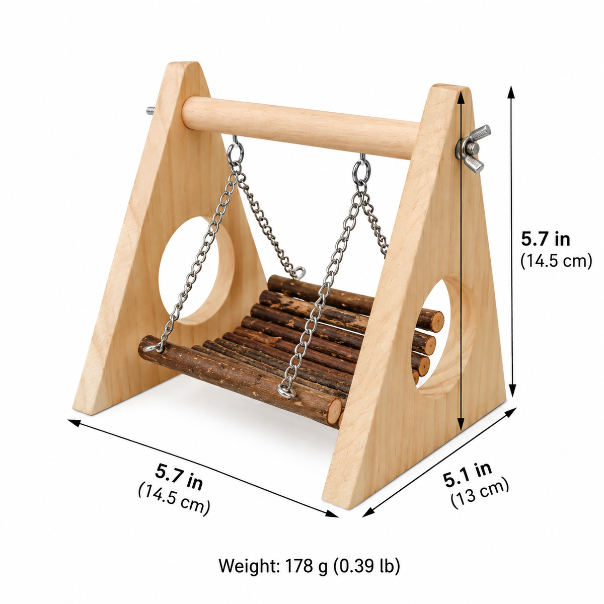 Petcendra Woodland Swing — Natural Wooden Swing & Perch