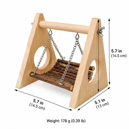 Petcendra Woodland Swing — Natural Wooden Swing & Perch